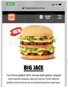 An advertisement which was part of the evidence in the case, depicting a picture of the Big Jack Burger with the title Big Jack underneath it.